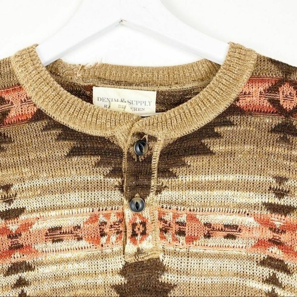 RL Denim & Supply Southwestern Print Henley Top - Picture 4 of 8
